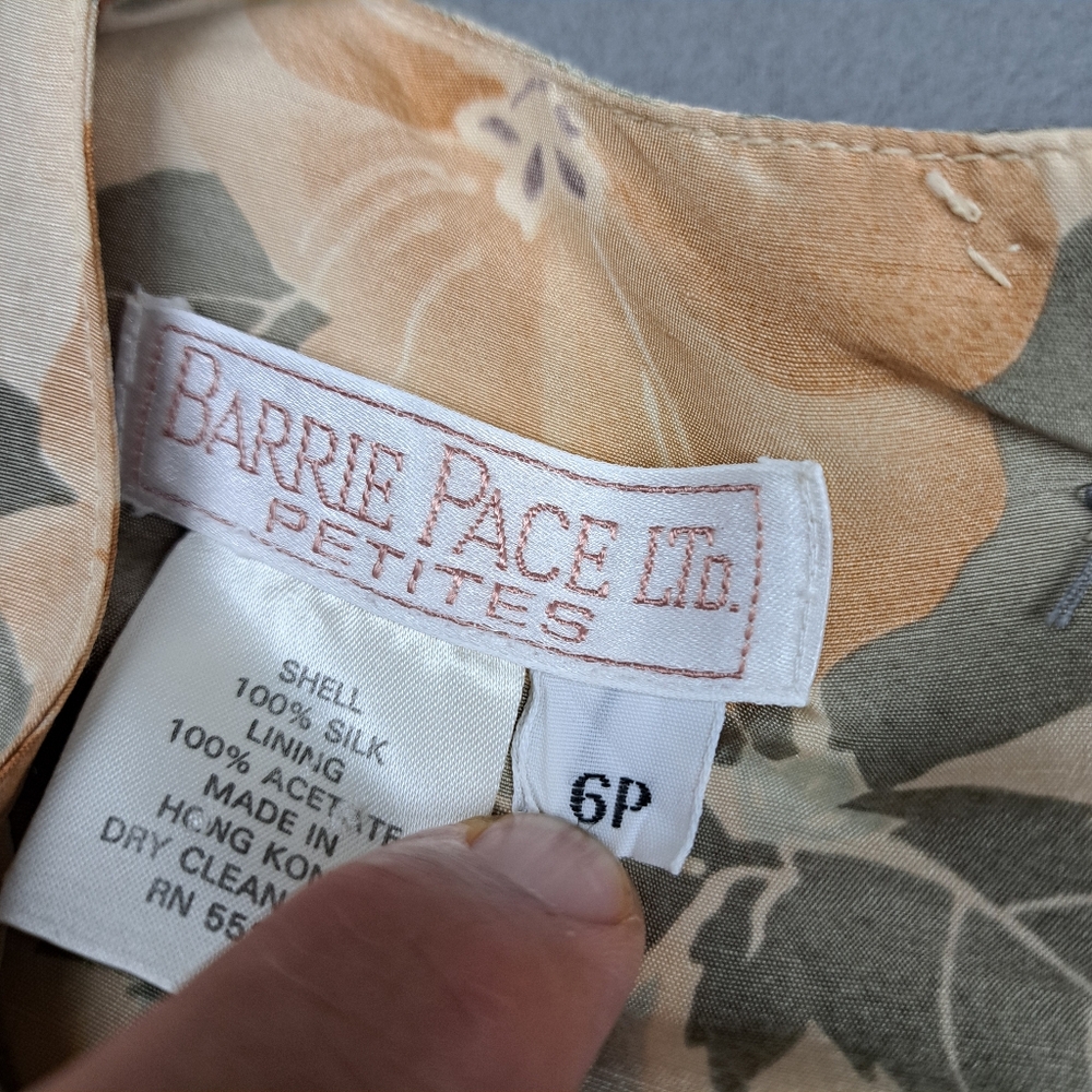 Vintage Silk Dress Womens 6P Floral Print Neutral Tones Barrie Pace Prarie Wife‎ - Picture 8 of 14